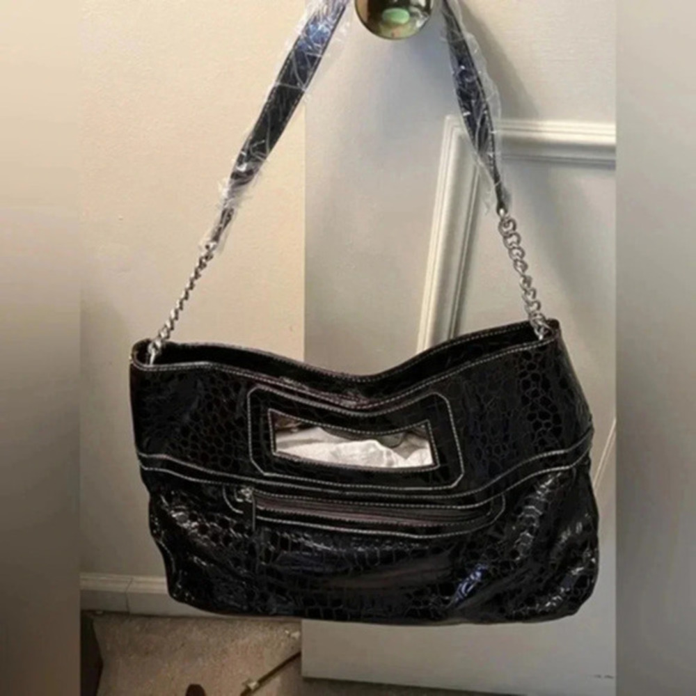Chocolate Brown Faux Leather Handbag with Strap-Brand New